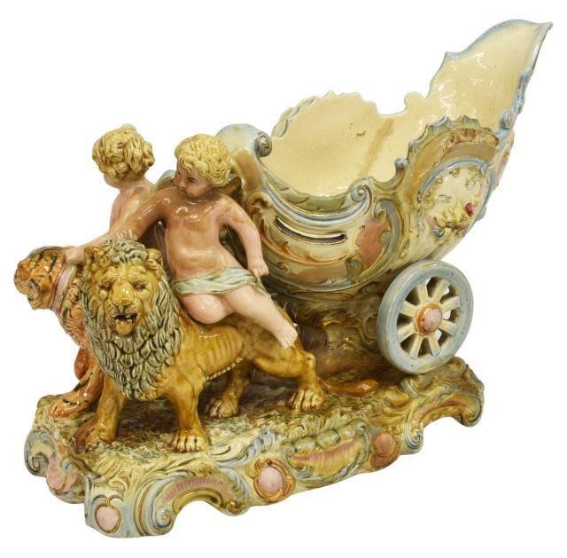 Appraisal: Majolica figural jardiniere planter late th early th c depicting