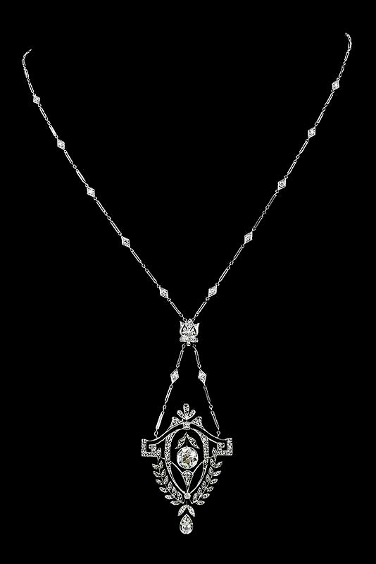 Appraisal: Platinum kt Diamond Necklace center old European cut diamond estimated