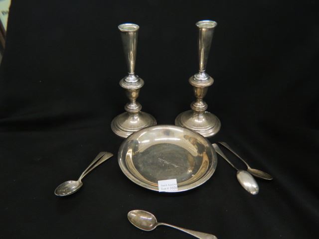 Appraisal: Sterling Silver Estate Lot dish and English spoons and a