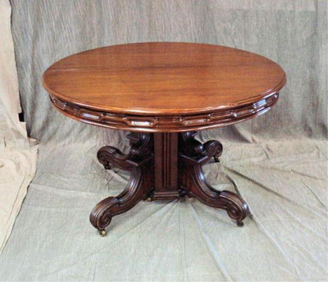 Appraisal: Round Victorian Dining Table with Leaves From a Scarsdale NY