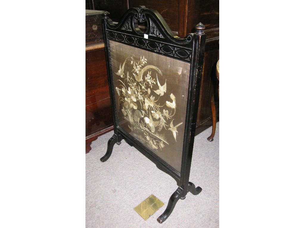 Appraisal: Tapestry and ebonised firescreen