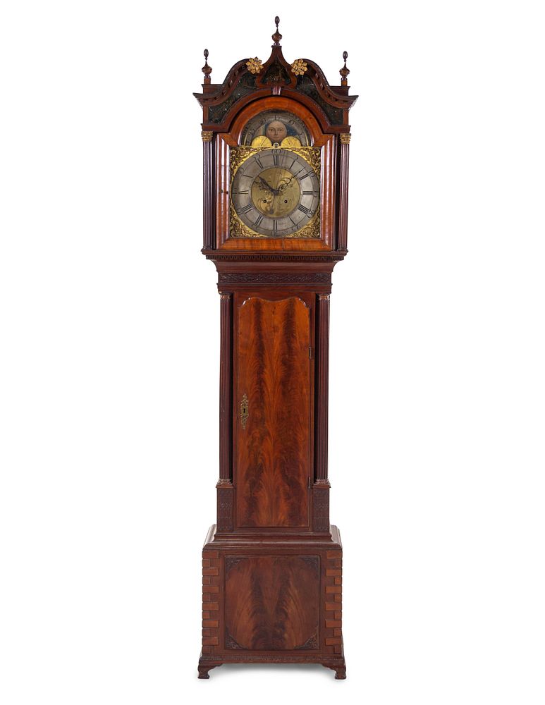 Appraisal: A George III Carved and Figured Mahogany Tall Case Clock