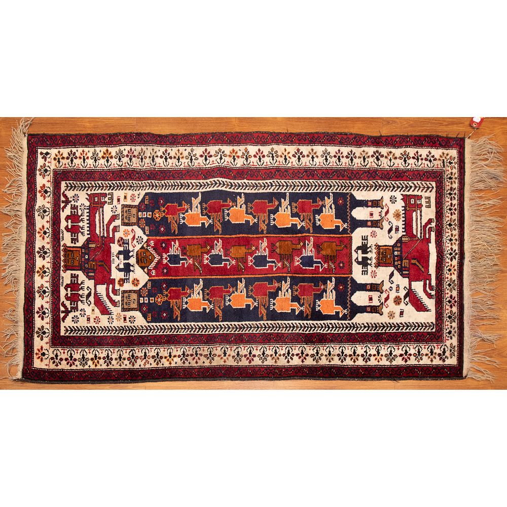 Appraisal: Afghan Balouch Rug x Third quarter- th century hand-knotted wool