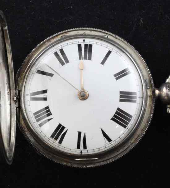 Appraisal: A late William IV silver hunter keywind lever pocket watch