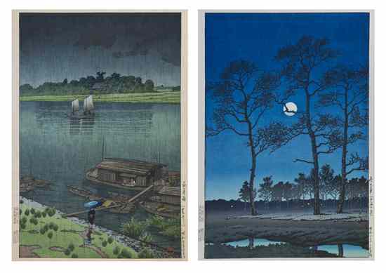 Appraisal: A Group of Two Japanese Woodblock Prints Kawase Hasui -