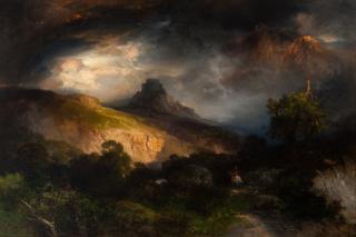 Appraisal: THOMAS MORAN - Feudal Castle oil on canvas x inchessigned