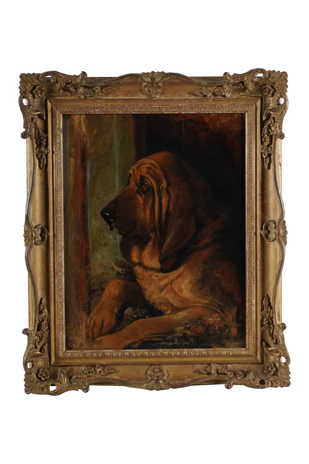 Appraisal: R H MOORE PAINTING OF A BLOOD HOUND th century