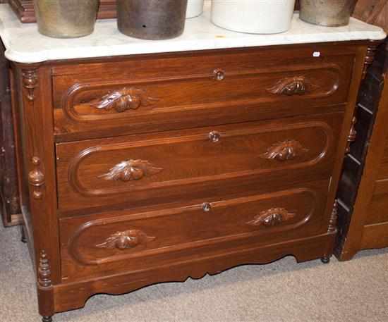 Appraisal: Rococo Revival walnut marble top chest Estimate - No condition