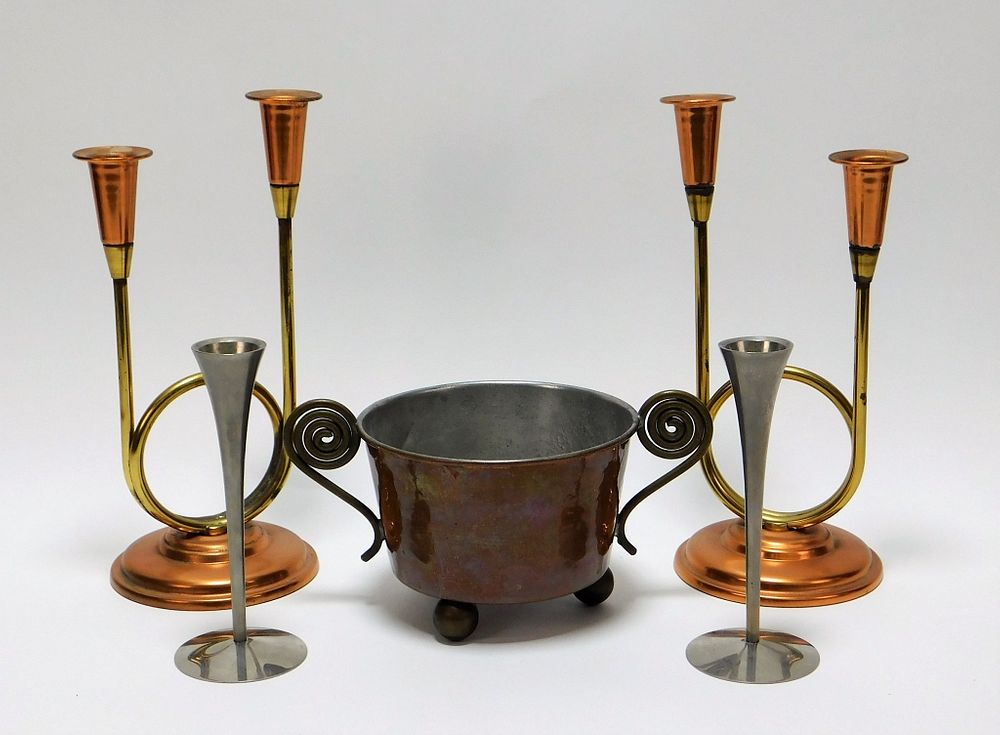 Appraisal: PC MCM Metal Candlestick Tableware Grouping Sweden Germany United States