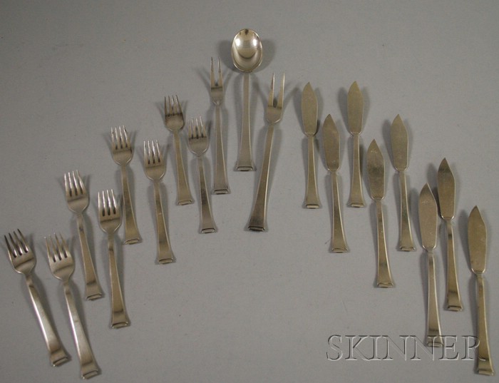 Appraisal: WMF Art Deco Electroplate Fish Service six knives seven forks