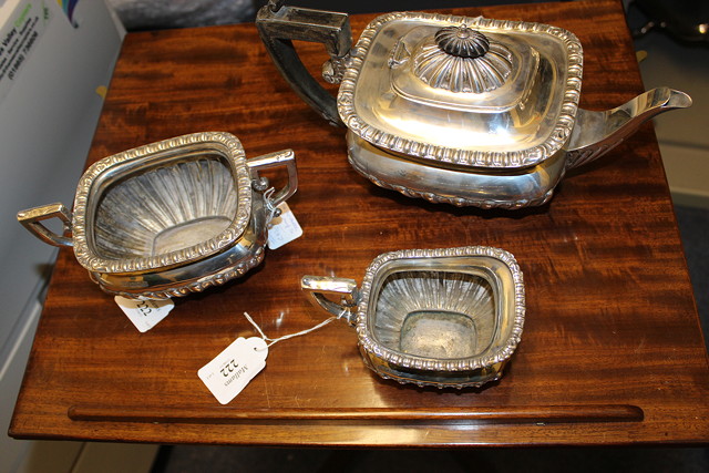 Appraisal: AN EARLY TH CENTURY SILVER THREE PIECE ROCOCO STYLE TEASET