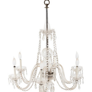 Appraisal: A Georgian Style Cut Glass Six-Light Chandelier Early th Century