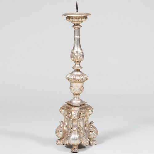 Appraisal: ITALIAN BAROQUE STYLE SILVER-GILT PRICKET STICK x x in Provenance