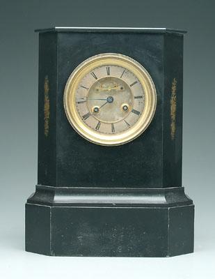 Appraisal: Polished slate shelf clock open ruby escapement face probably silver