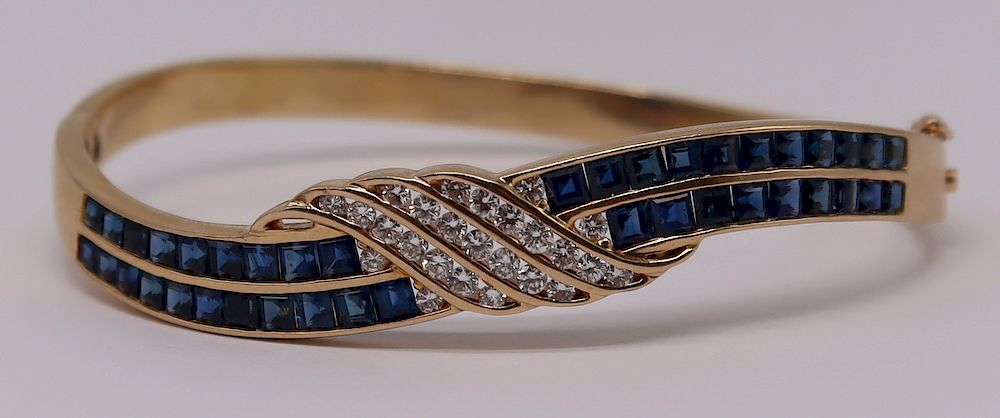 Appraisal: JEWELRY kt Gold Sapphire and Diamond Bracelet Vintage kt yellow