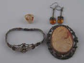 Appraisal: A mixed lot comprising a cameo brooch x cm a