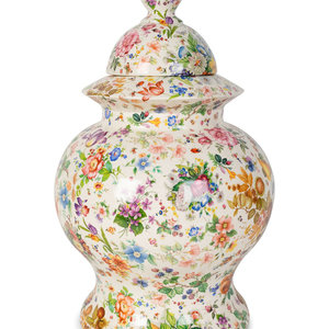 Appraisal: A Steven Maas Transfer-Decorated Ceramic Covered Urn signed Stephen Maas