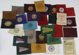 Appraisal: Lot Of Mogul Cigarettes Leather Patches Lot Of Collegiate Leather