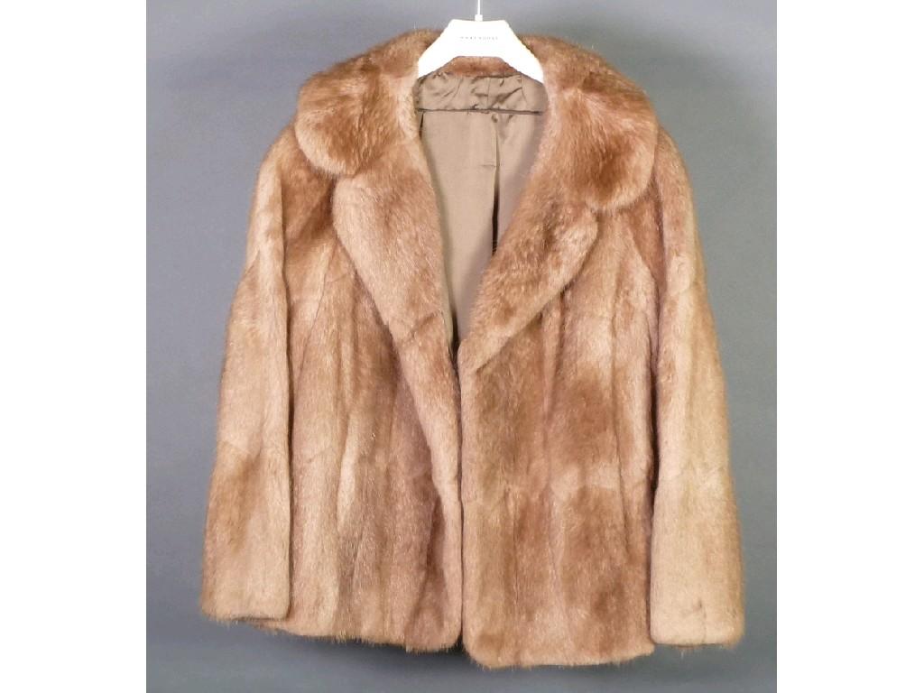 Appraisal: MUSQUASH FLANK LIGHT BROWN FUR JACKET 'Kent' style size with