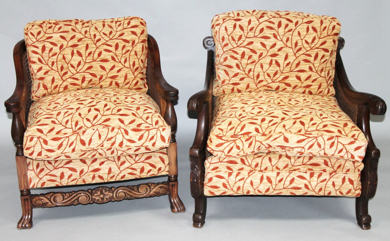 Appraisal: A matched pair of mid- thC bergere salon chairs each