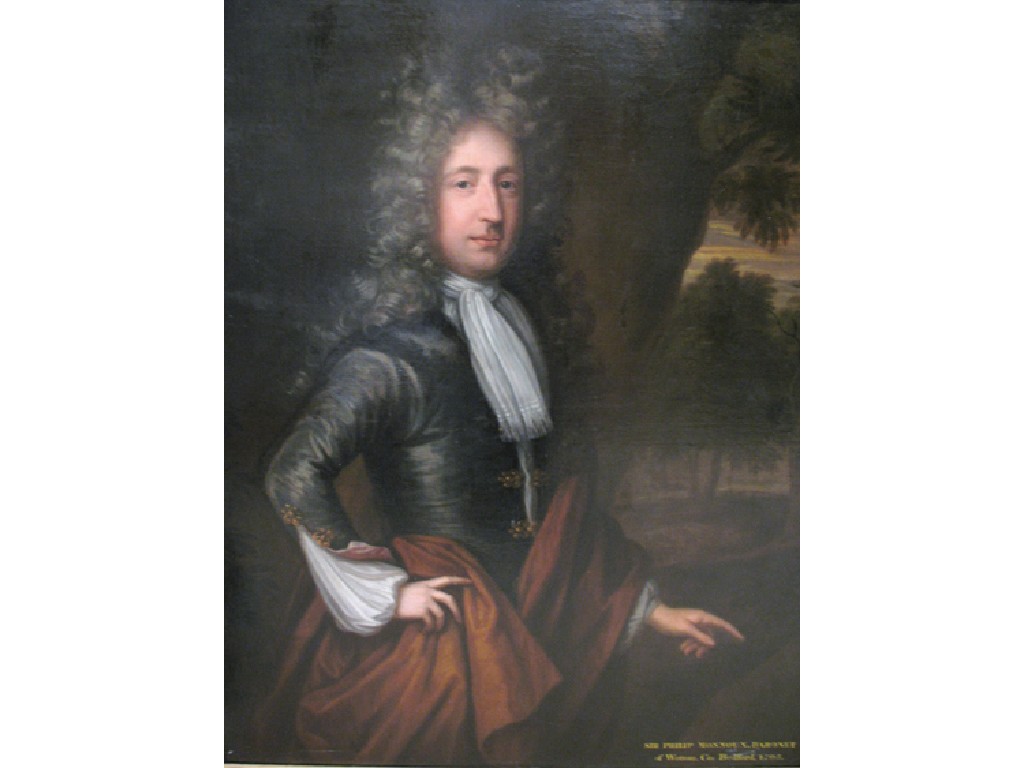 Appraisal: MANNER OF WILLIAM WISSING A portrait of Sir Philip Monnoux