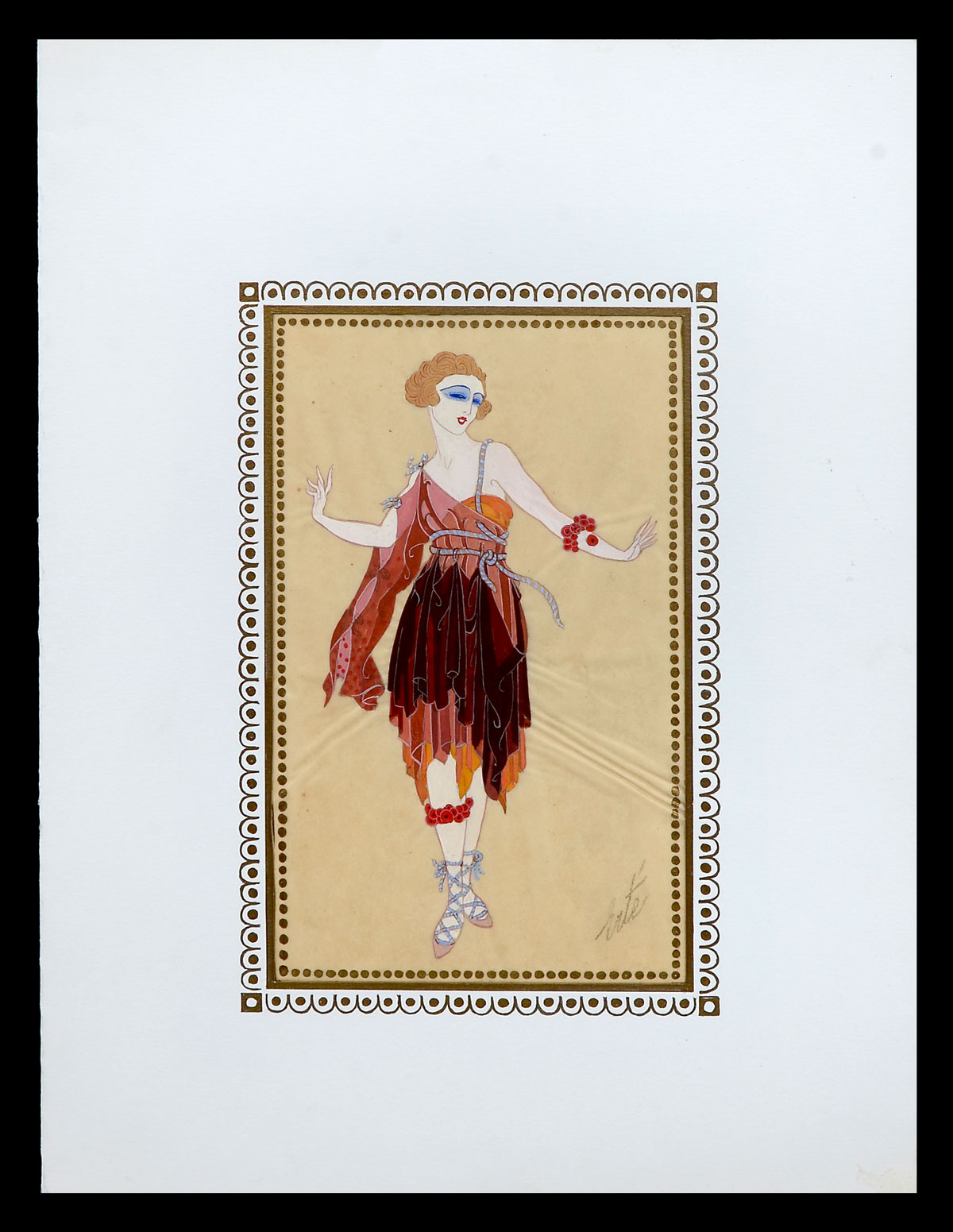 Appraisal: ERTE Russian - Costume for Mademoiselle Gaby Deslys Gouache on