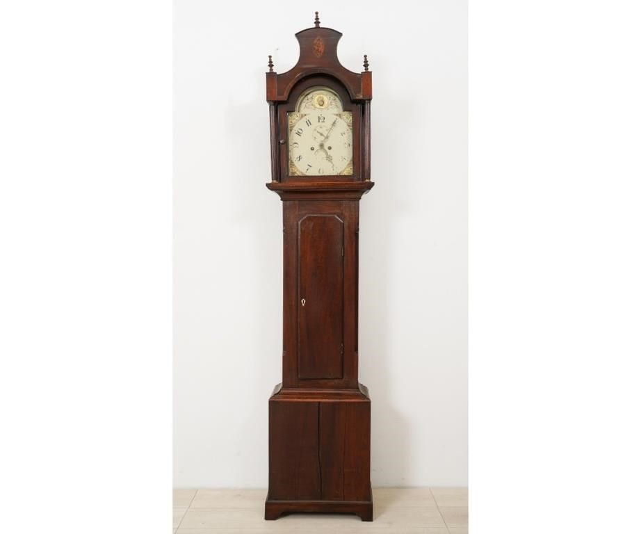 Appraisal: English mahogany inlaid tall case clock the dial signed Tho's