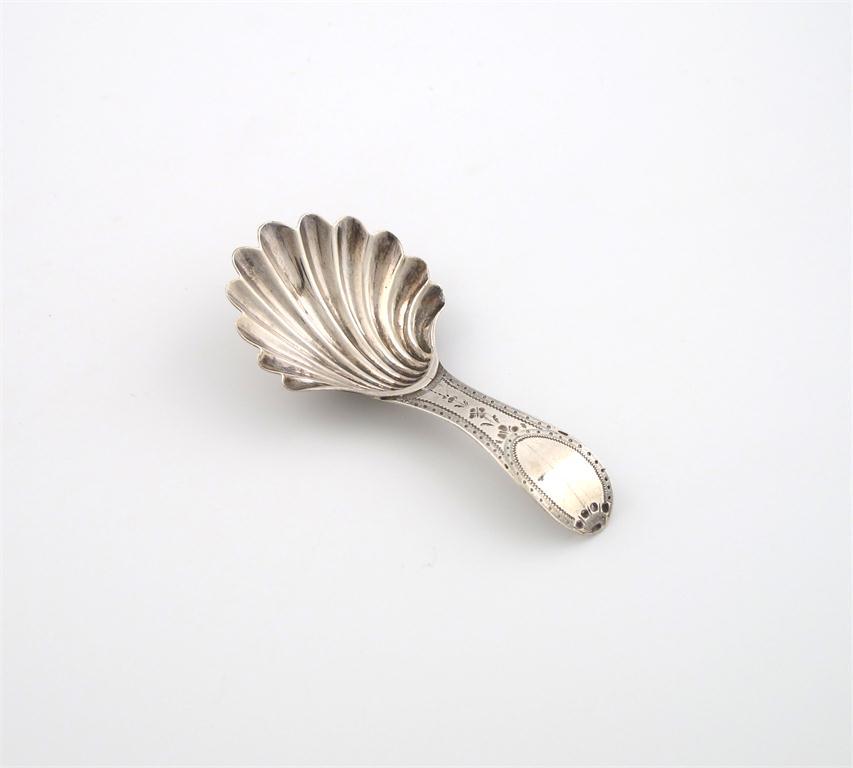 Appraisal: A George III silver Bright-cut caddy spoon