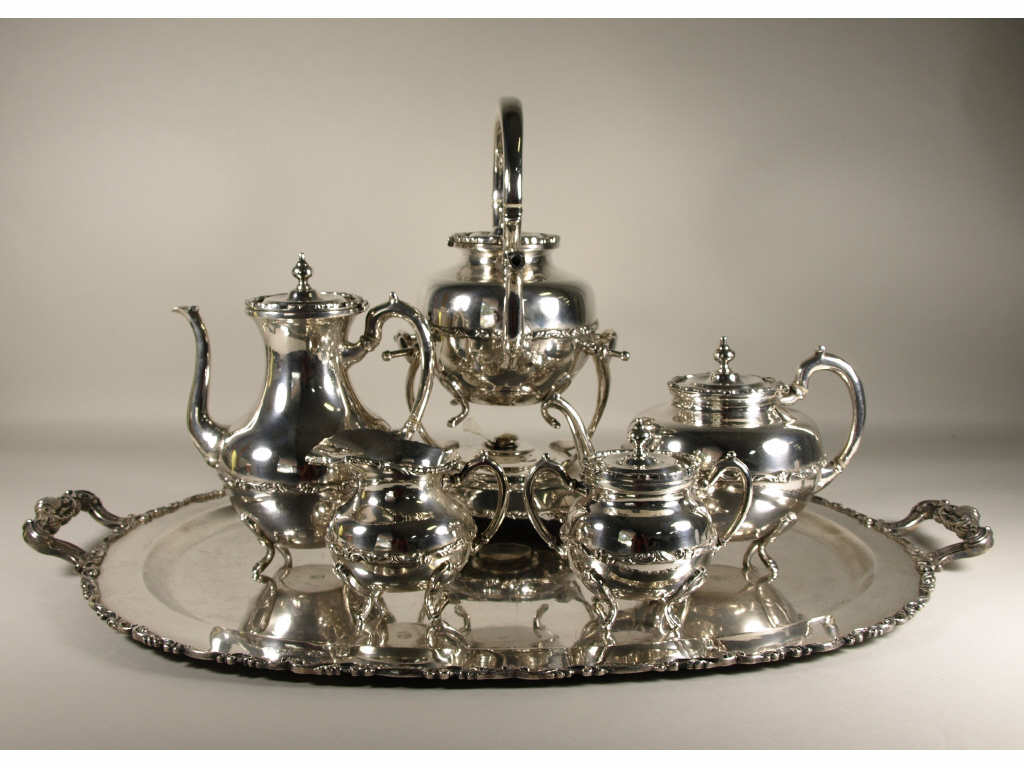 Appraisal: Six Piece Mexican Sterling Tea Service with Tray by the