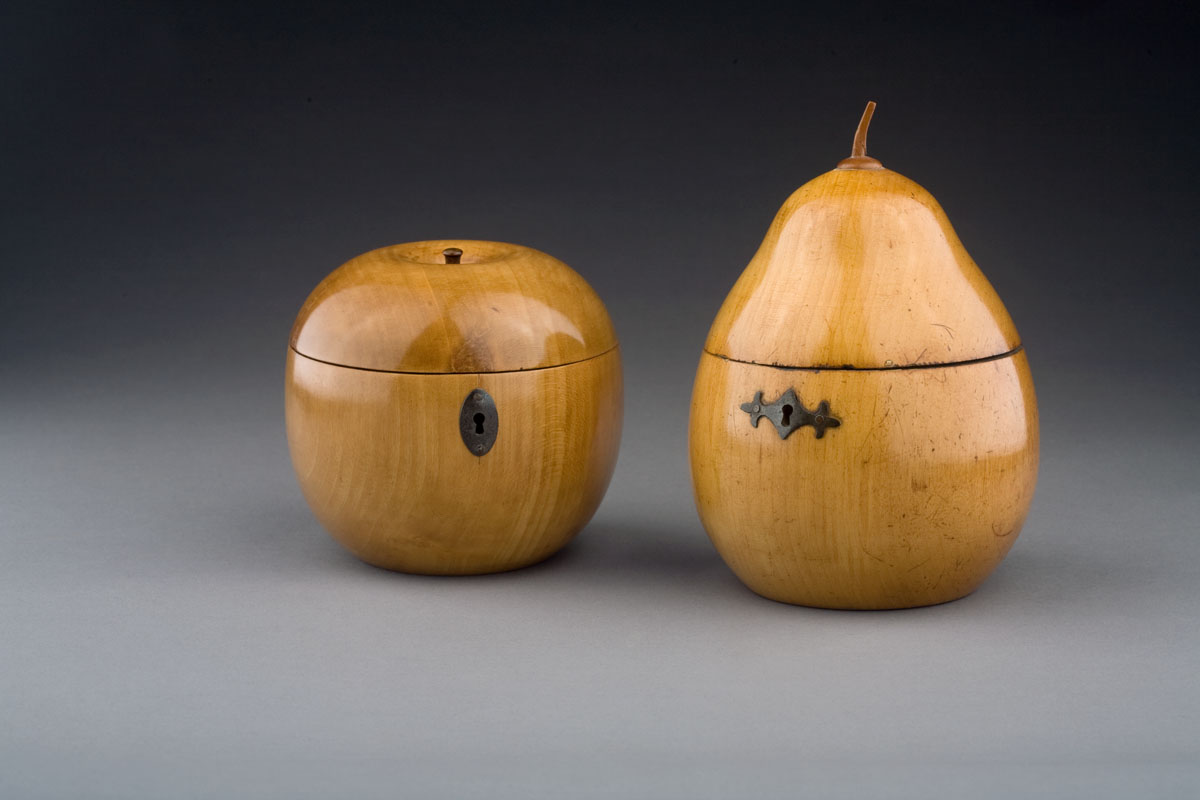 Appraisal: GEORGE III FRUITWOOD PEAR-FORM TEA CADDY EARLY NINETEENTH CENTURY Mounted