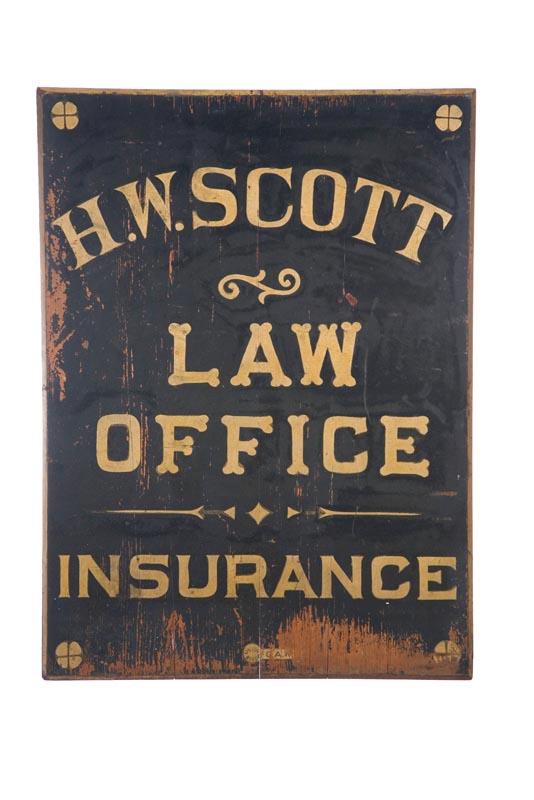 Appraisal: LAW OFFICE SIGN American late th-early th century hardwood Original