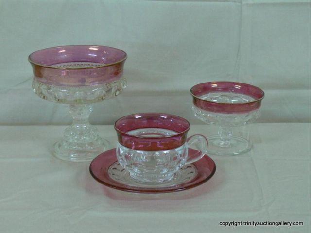 Appraisal: King's Crown Footed Candy Dish Cup Saucer Footed Dessert All