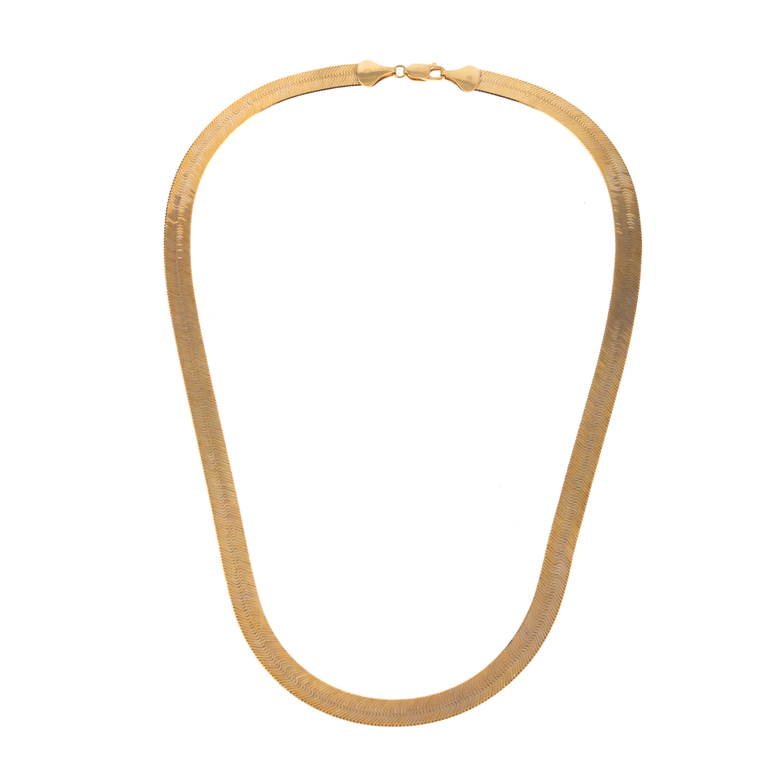 Appraisal: A K YELLOW GOLD HERRINGBONE NECKLACE K yellow gold Italian