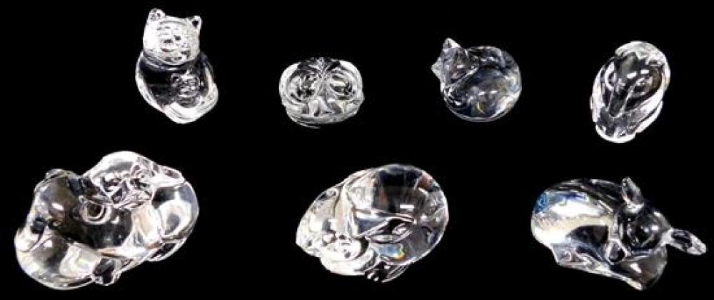 Appraisal: Steuben seven animal themed crystal hand coolers six with inscribed