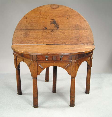 Appraisal: TH TH CENTURY DUTCH OAK FOLD OVER TABLE CREDENCE Demilune