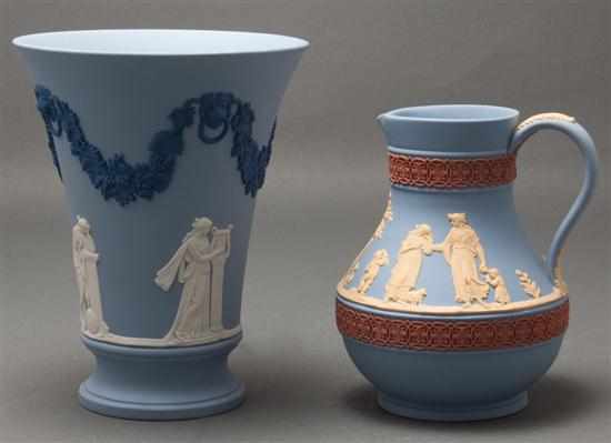 Appraisal: Wedgwood tricolor cream jug and similar beaker-form vase th century