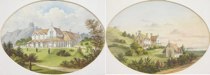 Appraisal: Pair of Architectural Watercolors English circa th Century Lovely pair