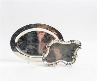 Appraisal: Two Silver Trays comprising a Mexican silver example of oval