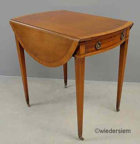 Appraisal: Hepplewhite style inlaid mahogany Pembroke table with drop leaves and