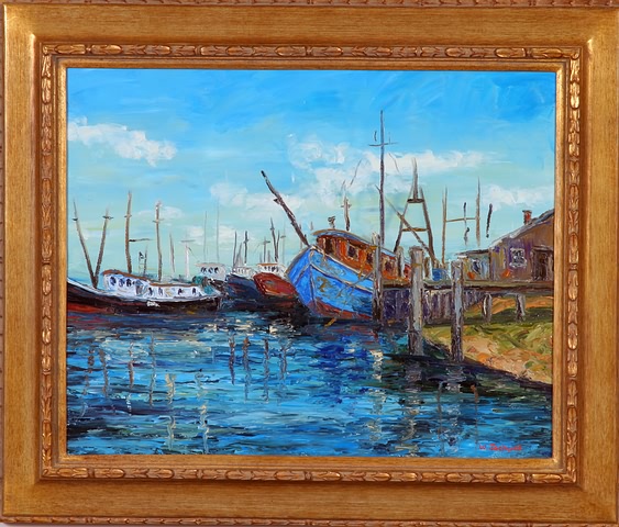 Appraisal: Cape May New Jersey- Harbor oil on canvas x SLR