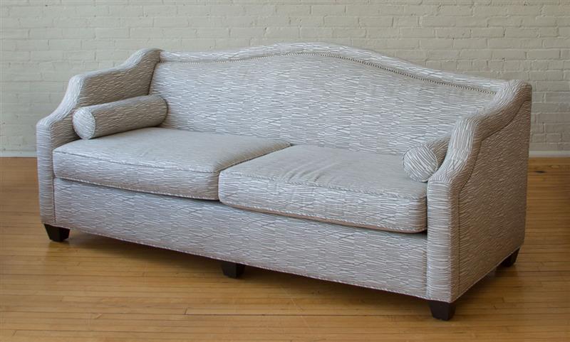 Appraisal: Contemporary Sofa With nickel nail-head decoration in x ft in