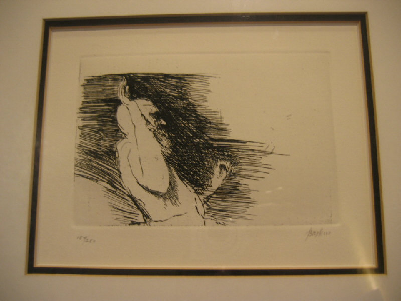 Appraisal: LEONARD BASKIN AMERICAN - Man with one arm raised lithograph