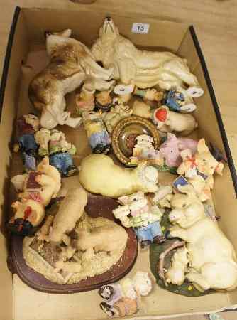 Appraisal: A collection of various Resin Pig Ornaments and Two Large