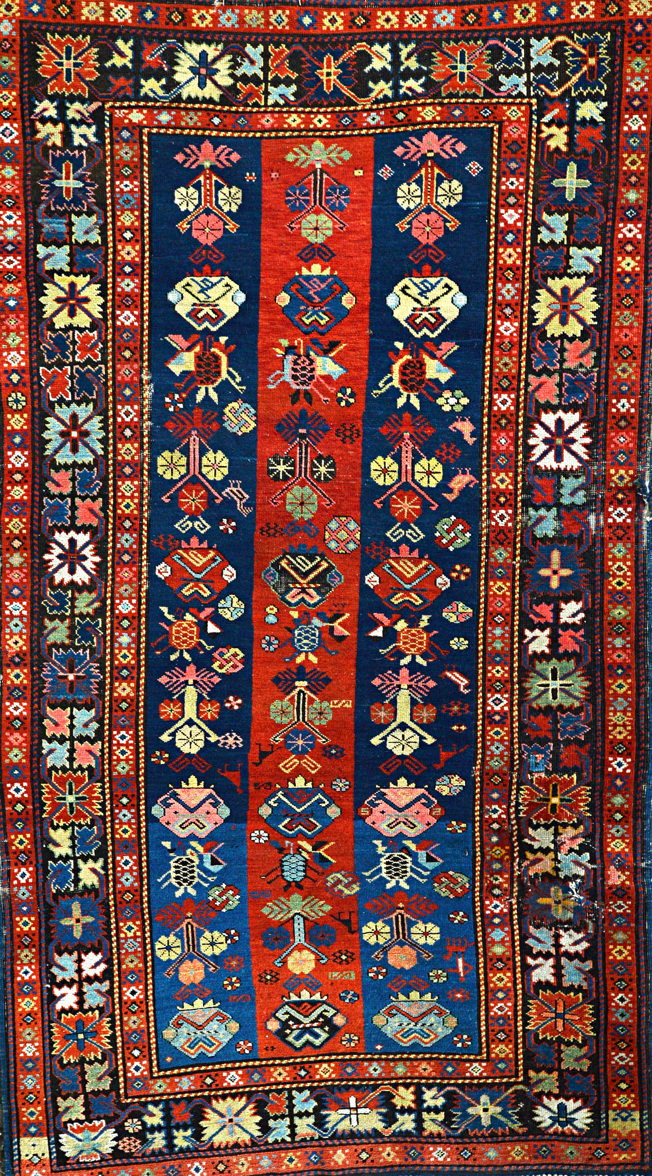 Appraisal: A Derbend rug Caucasian with a madder and two indigo