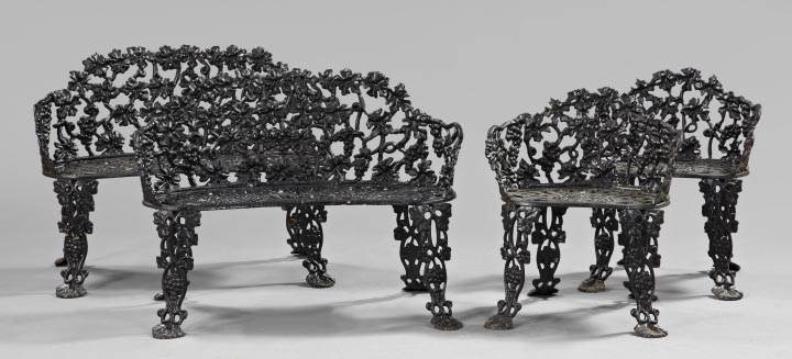 Appraisal: Group of Four Painted Cast-Iron Garden Seats consisting of two