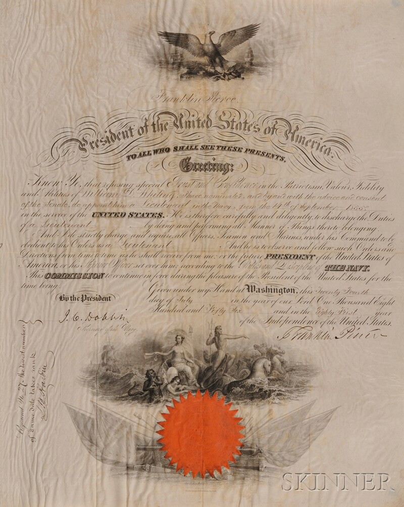 Appraisal: Pierce Franklin - Signed document one page July th on