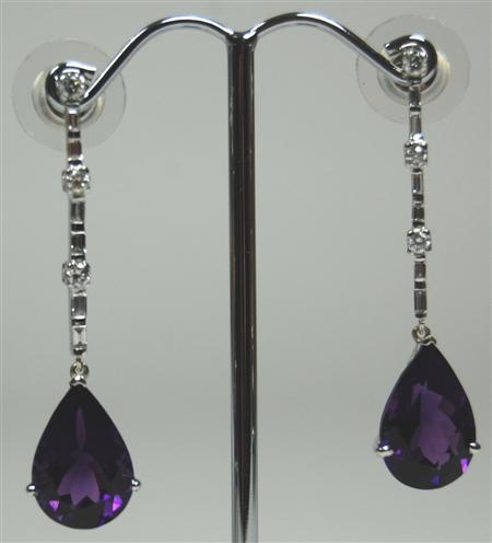 Appraisal: An ct white gold mounted amethyst and diamond set suite