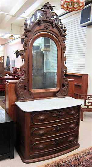 Appraisal: VICTORIAN WALNUT DRESSER WITH MIRROR Renaissance Revival style American c