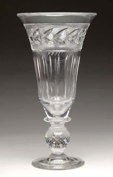 Appraisal: PAIRPOINT CHALICE VASE Clear crystal glass with bubble ball connector