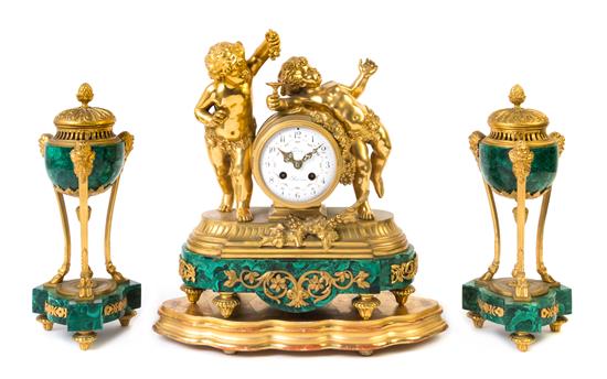 Appraisal: Sale Lot A Napoleon III Gilt Bronze and Malachite Clock